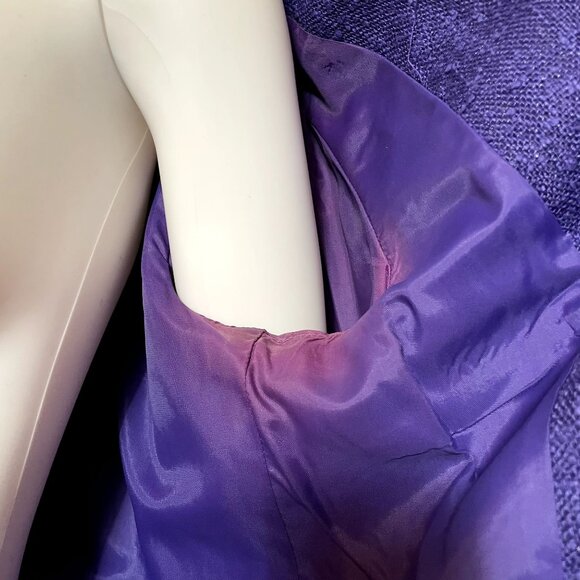 50s Vintage Patty Woodard Purple Woven Skirt and Jacket set with Ruffle Sleeve a - Picture 9 of 9